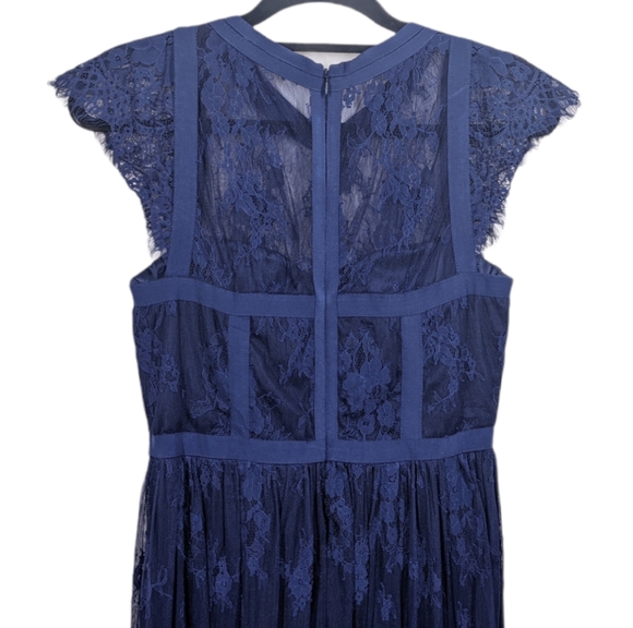 Parker Tesoro Lace Blue Midi Dress Gown Size 8 - Picture 4 of 7